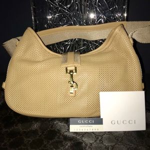 SOLD!! Gucci tan leather shoulder bag - never used